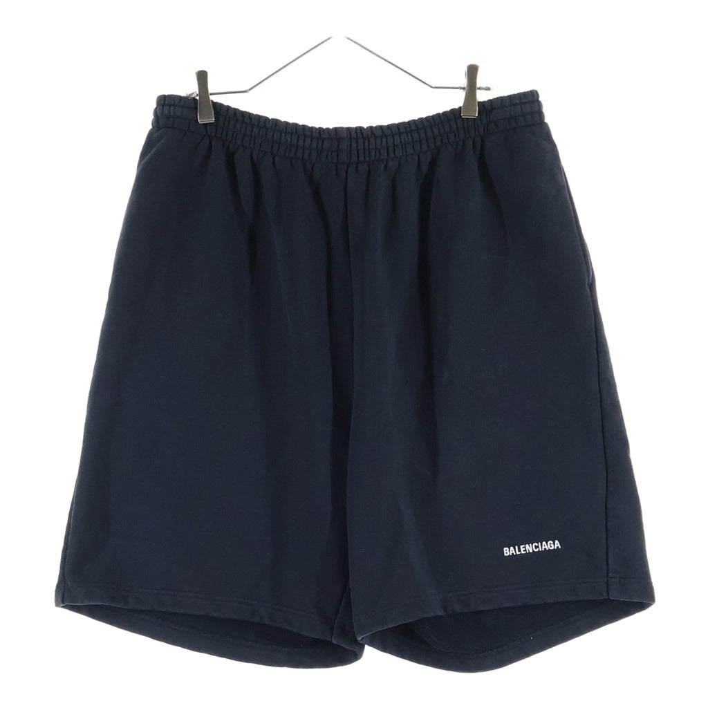 BALENCIAGA(バレンシアガ) 21AW ロゴ刺繍ワイドスウェットショーツ ハーフパンツ 674591 TMVF5 ブラック