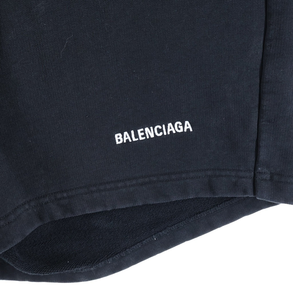 BALENCIAGA(バレンシアガ) 21AW ロゴ刺繍ワイドスウェットショーツ ハーフパンツ 674591 TMVF5 ブラック