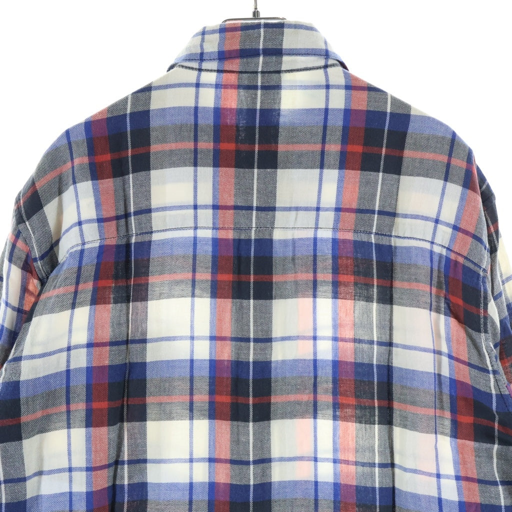 CHROME HEARTS(クロムハーツ) LOOSEENDS LS ルーズエンド 袖クロスパッチチェック長袖シャツ ホワイト/ブルー/レッド