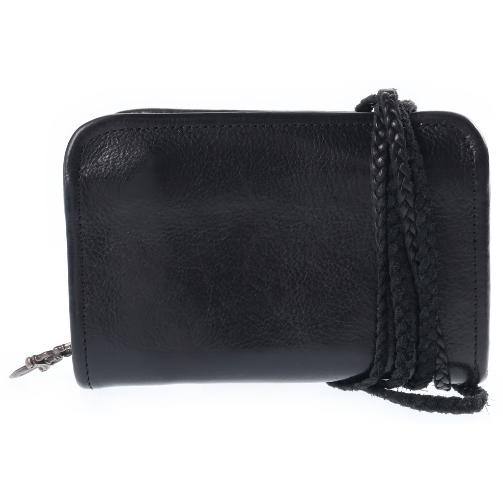 CHROME HEARTS(クロムハーツ) OLD 初期 コノリーレザー ショルダーミニウォレット 革紐付きウォレット 財布 ブラック レディース