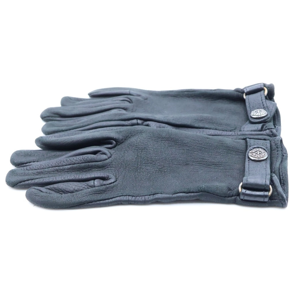 CHROME HEARTS(クロムハーツ) GLOVE グローブ ホースシューロゴボタンレザー手袋 ブラック