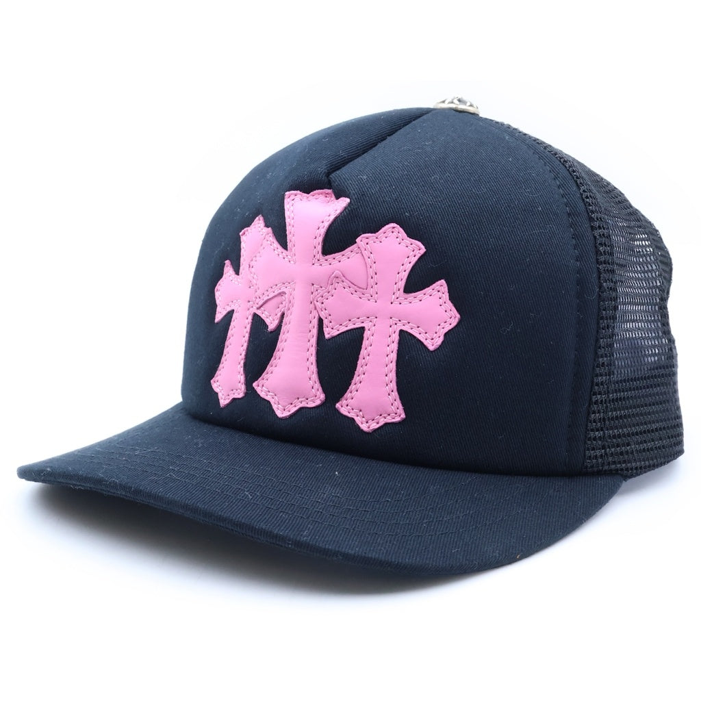 CHROME HEARTS(クロムハーツ) TRUCKER CAP トラッカーキャップ 3セメタリーレザーパッチメッシュキャップ 帽子 ブラック/ピンク