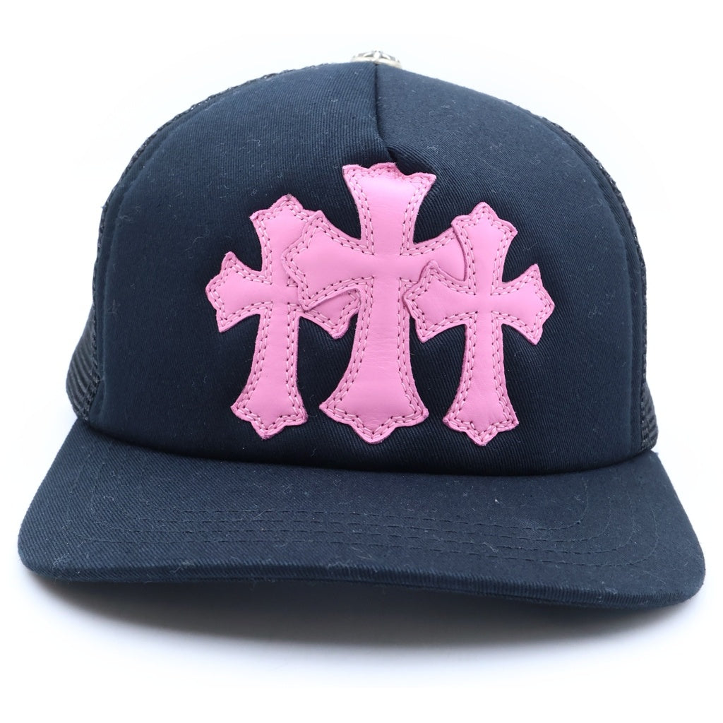 CHROME HEARTS(クロムハーツ) TRUCKER CAP トラッカーキャップ 3セメタリーレザーパッチメッシュキャップ 帽子 ブラック/ピンク