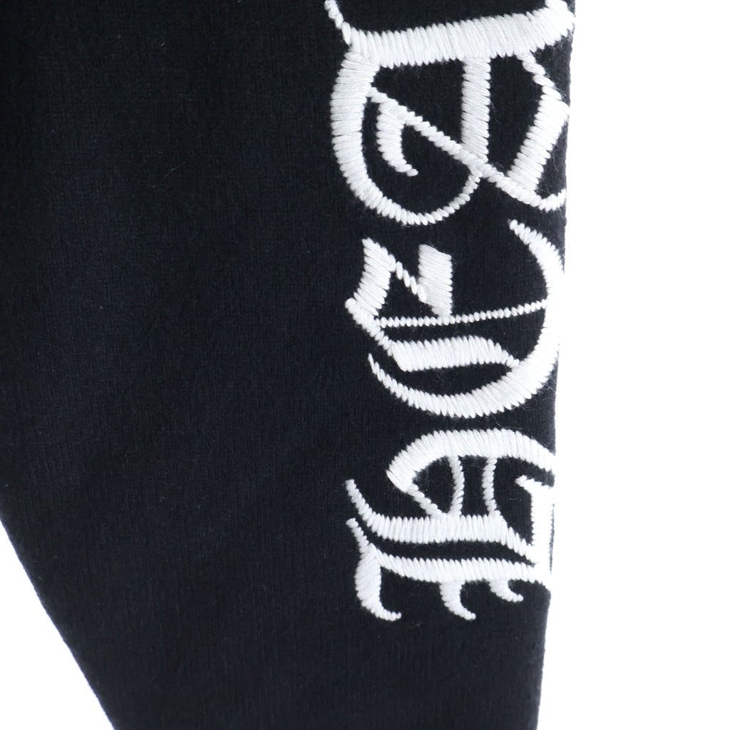 CHROME HEARTS(クロムハーツ) U LIFE SENTENCE 袖ロゴ刺繍カシミヤクルーネックニットセーター ブラック