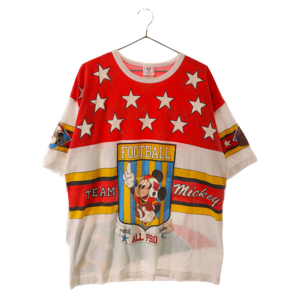 VINTAGE(ヴィンテージ) 90s VINTAGE MICKEY ミッキー フットボール 3Dプリント 半袖Tシャツ オーバーサイズ 半袖カットソー VINTAGE