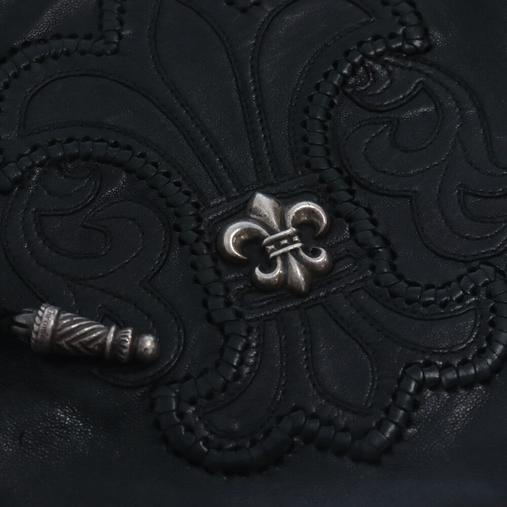 CHROME HEARTS(クロムハーツ) FLAT BAG W/SILVER BS FLEUR BSフレア フラット セカンドバッグ クラッチバッグ ブラック