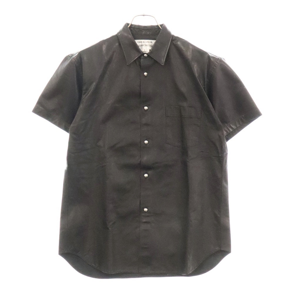 CHROME HEARTS(クロムハーツ) ×COMME des GARCONS SHIRT コムデギャルソンシャツ オールレザー クロスボールボタン 半袖シャツ ブラック