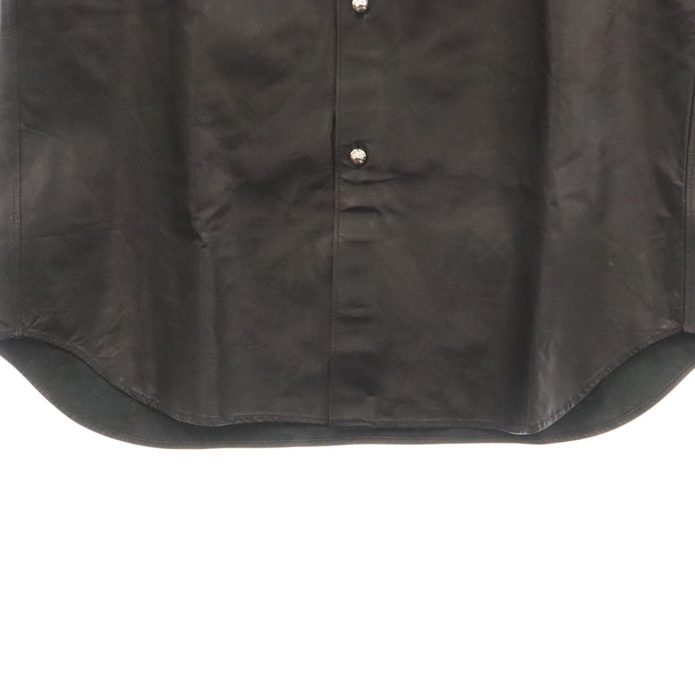 CHROME HEARTS(クロムハーツ) ×COMME des GARCONS SHIRT コムデギャルソンシャツ オールレザー クロスボールボタン 半袖シャツ ブラック