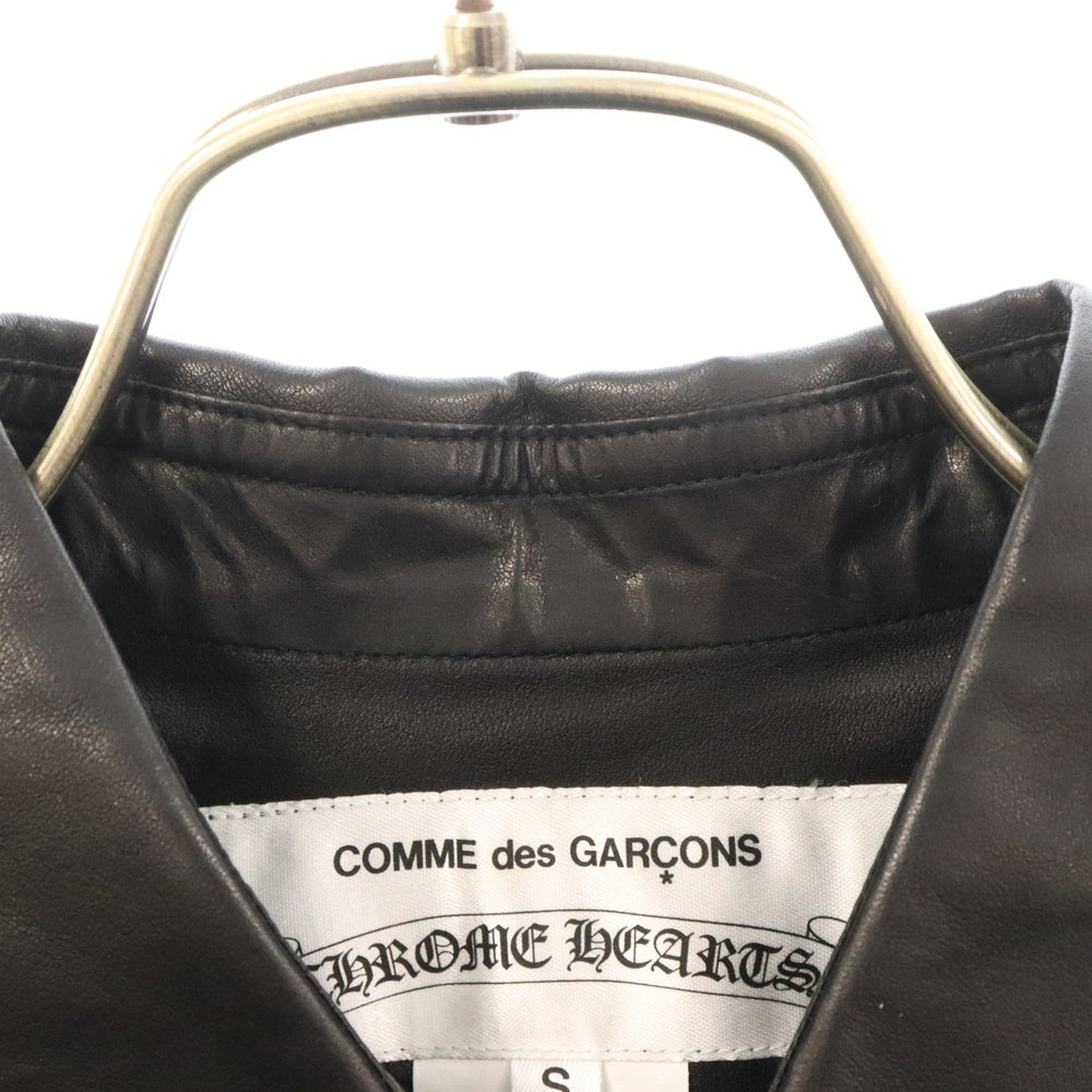CHROME HEARTS(クロムハーツ) ×COMME des GARCONS SHIRT コムデギャルソンシャツ オールレザー クロスボールボタン 半袖シャツ ブラック