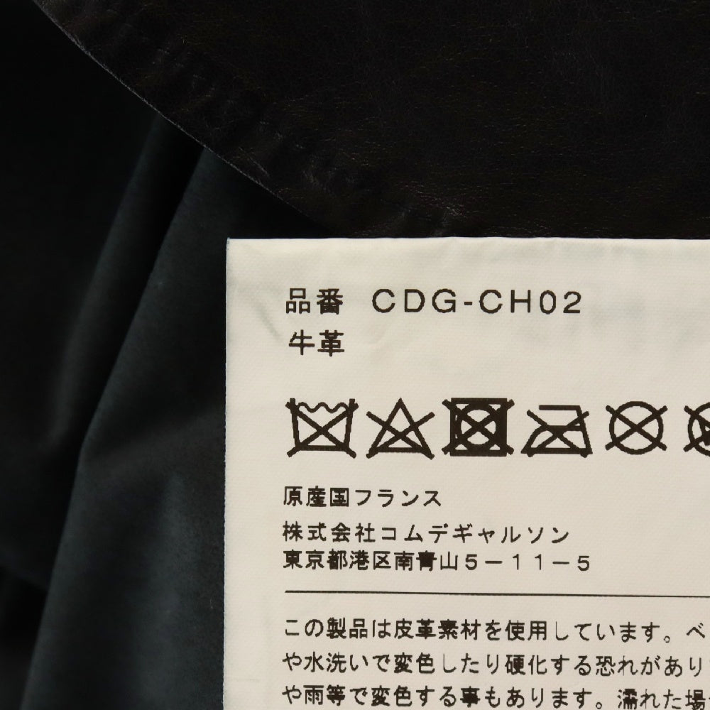 CHROME HEARTS(クロムハーツ) ×COMME des GARCONS SHIRT コムデギャルソンシャツ オールレザー クロスボールボタン 半袖シャツ ブラック