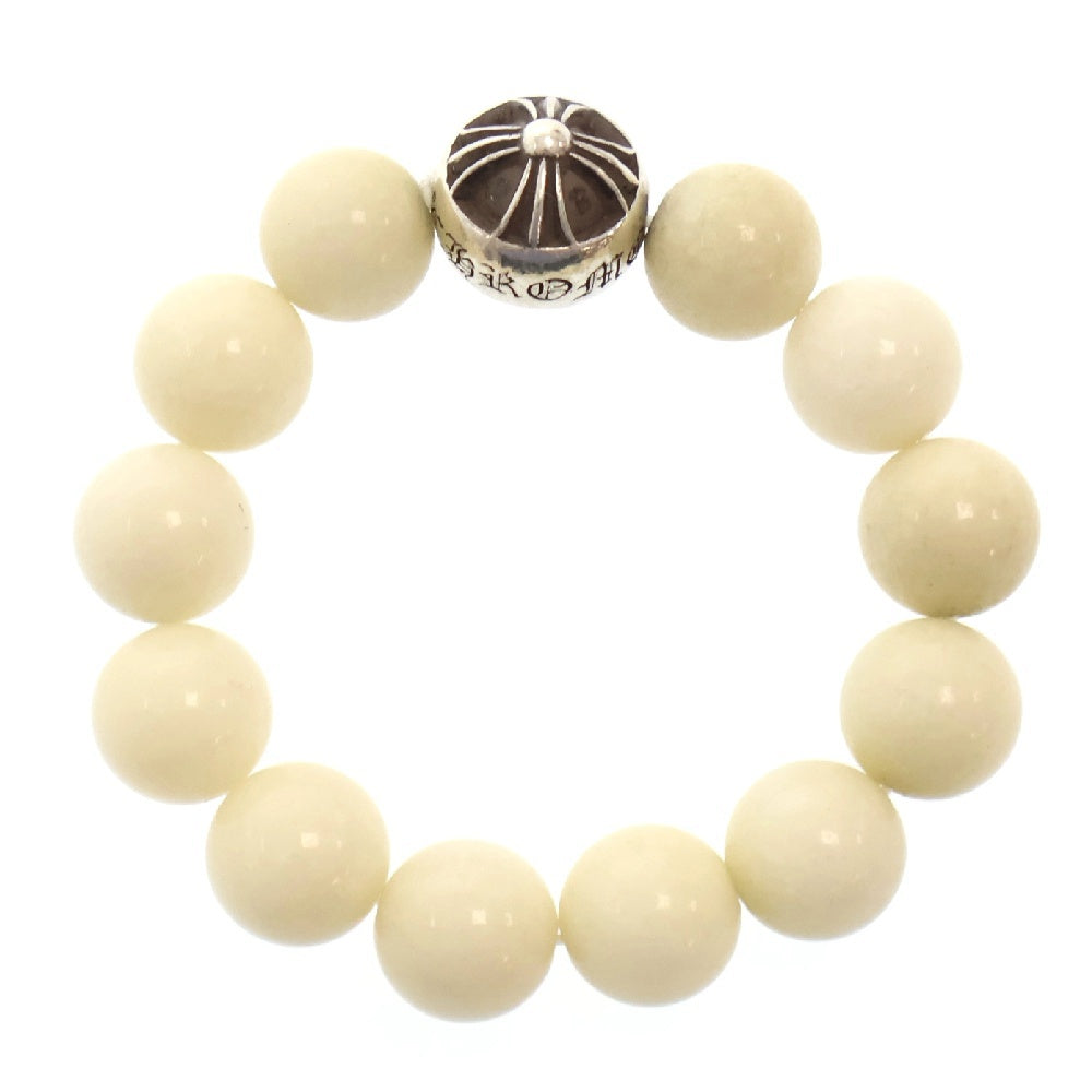 CHROME HEARTS(クロムハーツ) BEAD 12mm ビーズブレス クロスボール ホワイトビーズ ブレスレット ホワイト