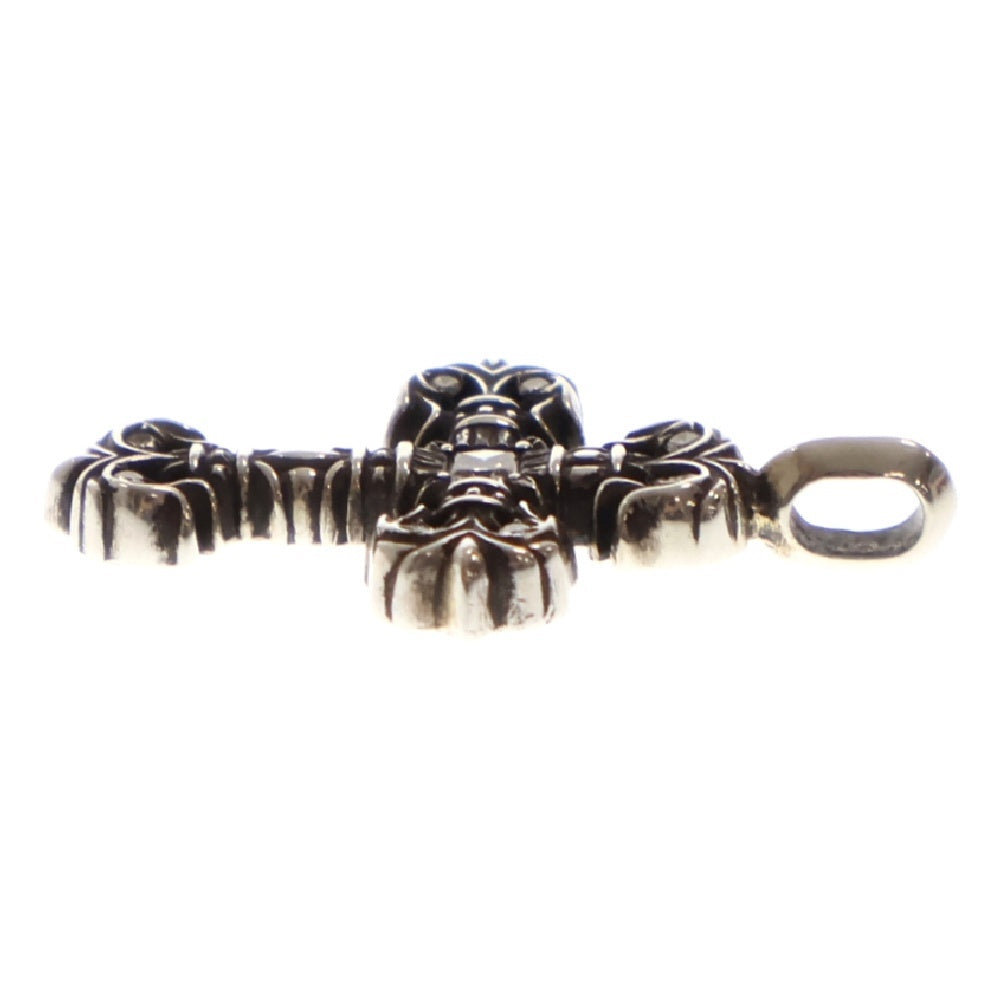 CHROME HEARTS(クロムハーツ) CHARM FILIGREE TINY P DMND タイニーフィリグリークロス PAVEダイヤ チャーム シルバーネックレストップ シルバー