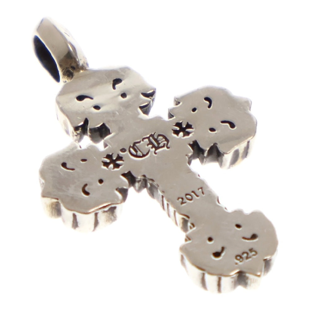 CHROME HEARTS(クロムハーツ) CHARM FILIGREE TINY P DMND タイニーフィリグリークロス PAVEダイヤ チャーム シルバーネックレストップ シルバー