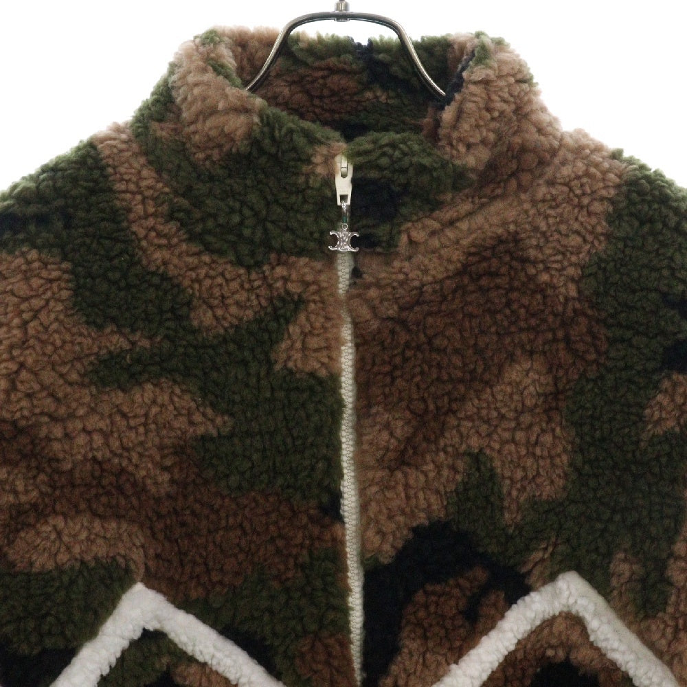 CELINE(セリーヌ) 22SS バイマテリアル カモフラージュフリースブルゾン 2Y579893L ジャケット ブラック/ブラウン