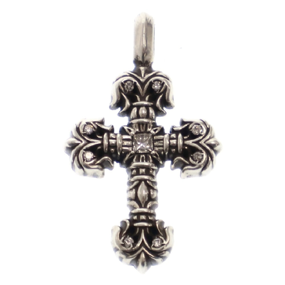 CHROME HEARTS(クロムハーツ) CHARM FILIGREE TINY P DMND タイニーフィリグリー PAVEダイヤ シルバーネックレストップ シルバー
