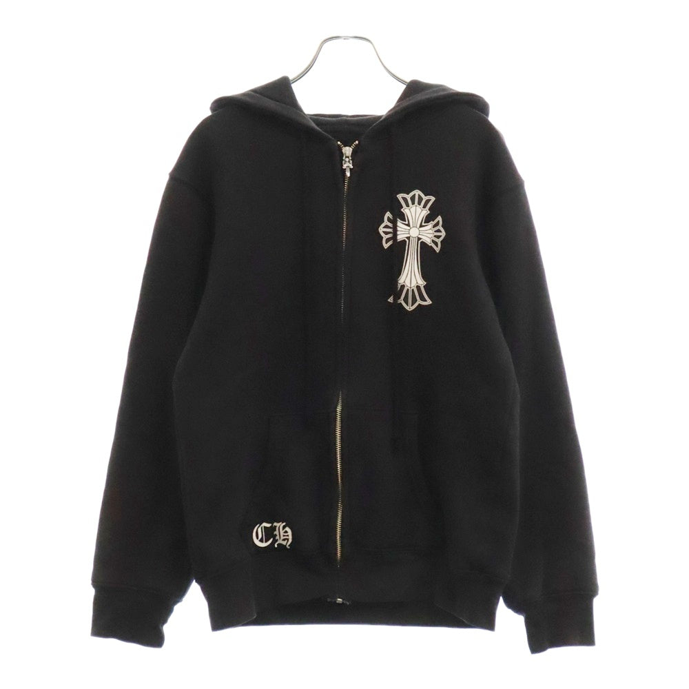 CHROME HEARTS(クロムハーツ) OLD DBL CH CRS ZIP Hoodie オールドモデル ダブルCHクロスプリント 裏地サーマル ダガージップアップパーカー ブラック