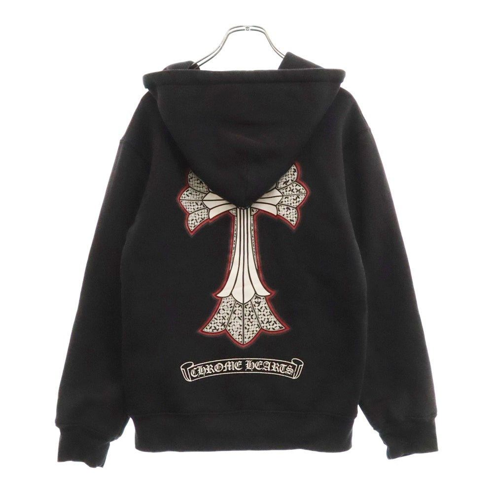 CHROME HEARTS(クロムハーツ) OLD DBL CH CRS ZIP Hoodie オールドモデル ダブルCHクロスプリント 裏地サーマル ダガージップアップパーカー ブラック