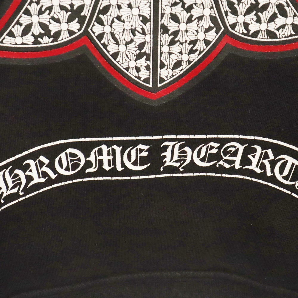 CHROME HEARTS(クロムハーツ) OLD DBL CH CRS ZIP Hoodie オールドモデル ダブルCHクロスプリント 裏地サーマル ダガージップアップパーカー ブラック