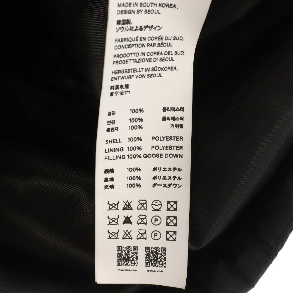 THUG CLUB(サグクラブ) 23AW Cave Goose Down Vest ケイブ キルティングデザイン ジップアップノースリーブ グースダウンベスト ジャケット ブラック TC23PA0203