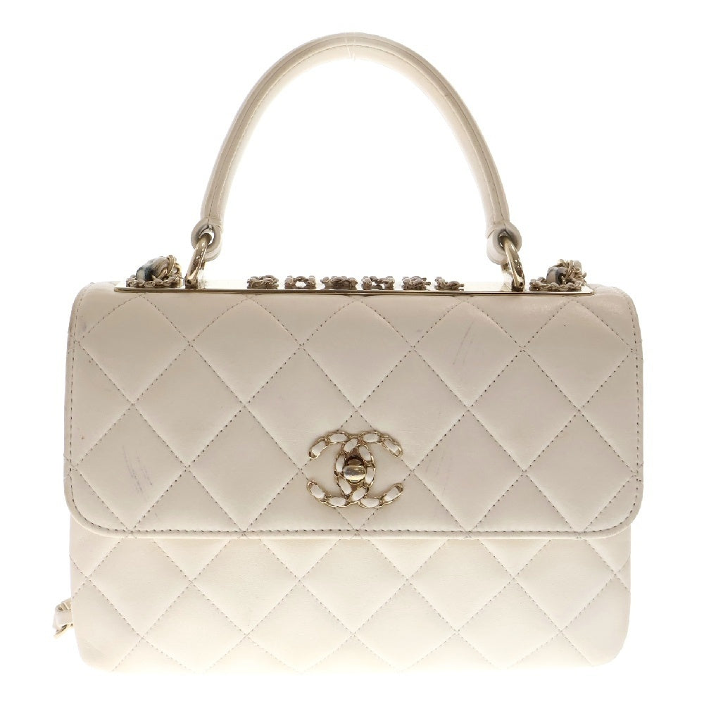CHANEL(シャネル) トップハンドル マトラッセ ショルダーバッグ レザーバッグ A92236 ホワイト レディース