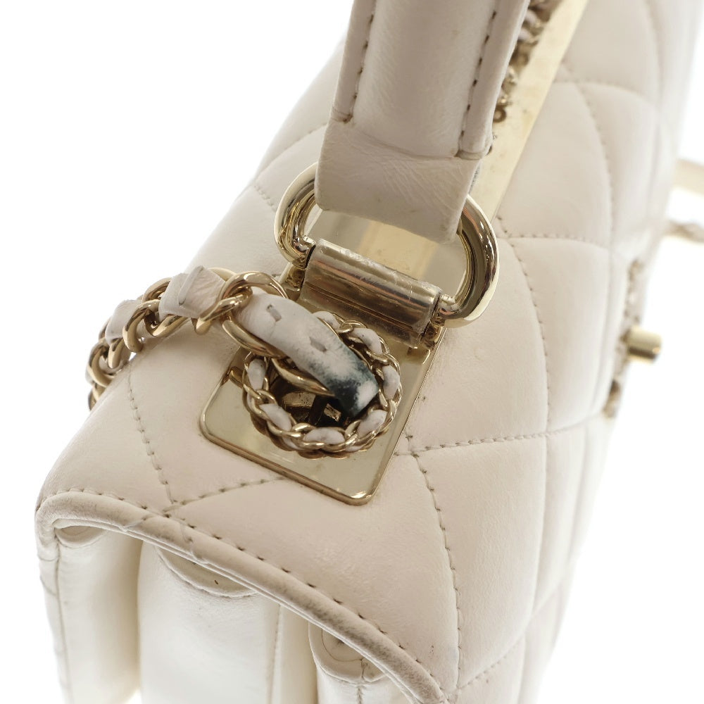 CHANEL(シャネル) トップハンドル マトラッセ ショルダーバッグ レザーバッグ A92236 ホワイト レディース
