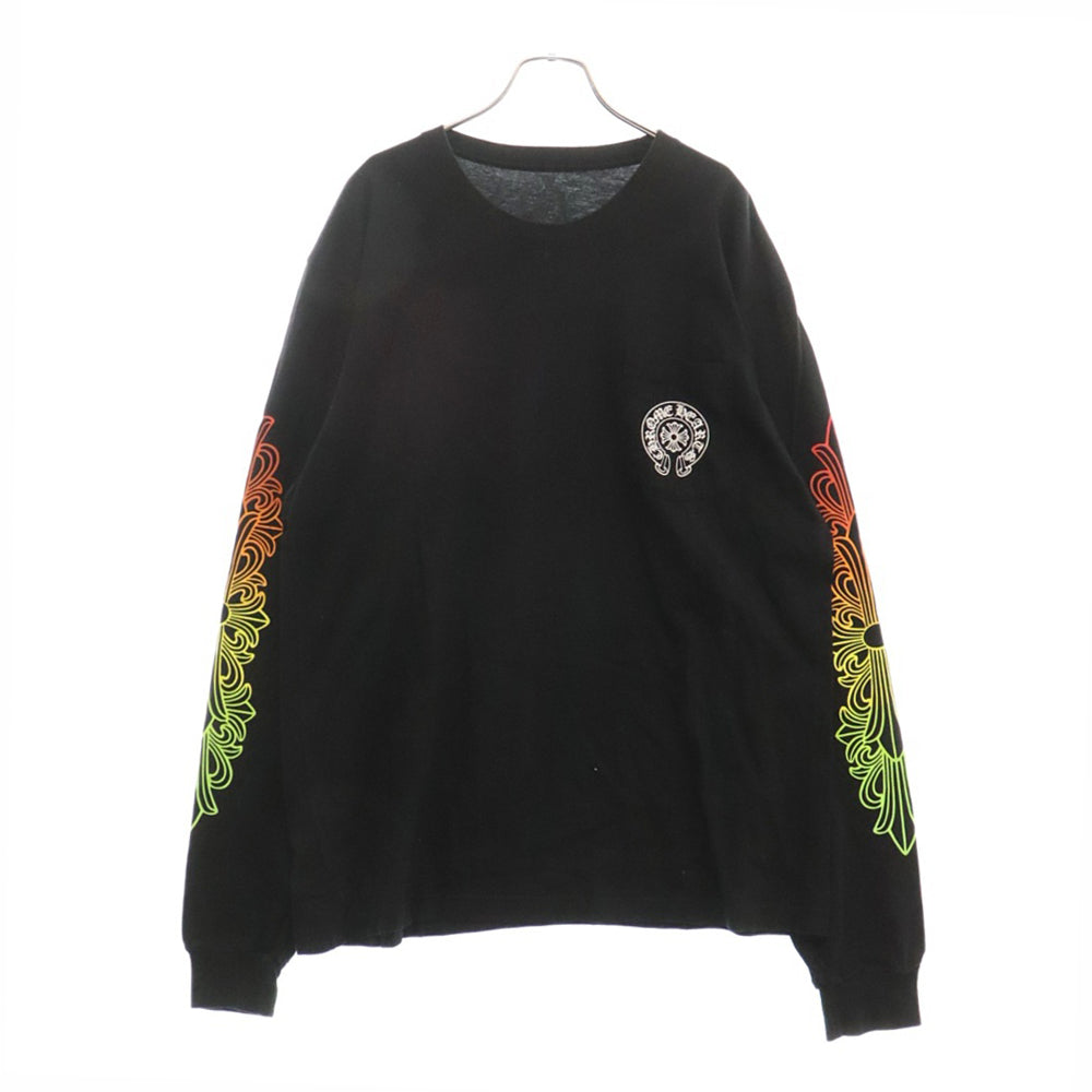CHROME HEARTS(クロムハーツ) Back Grad Circle Logo L/S Tee バックグラデーション サークルロゴ ロングスリーブTシャツ 袖CHクロスプリント 長袖Tシャツ ブラック