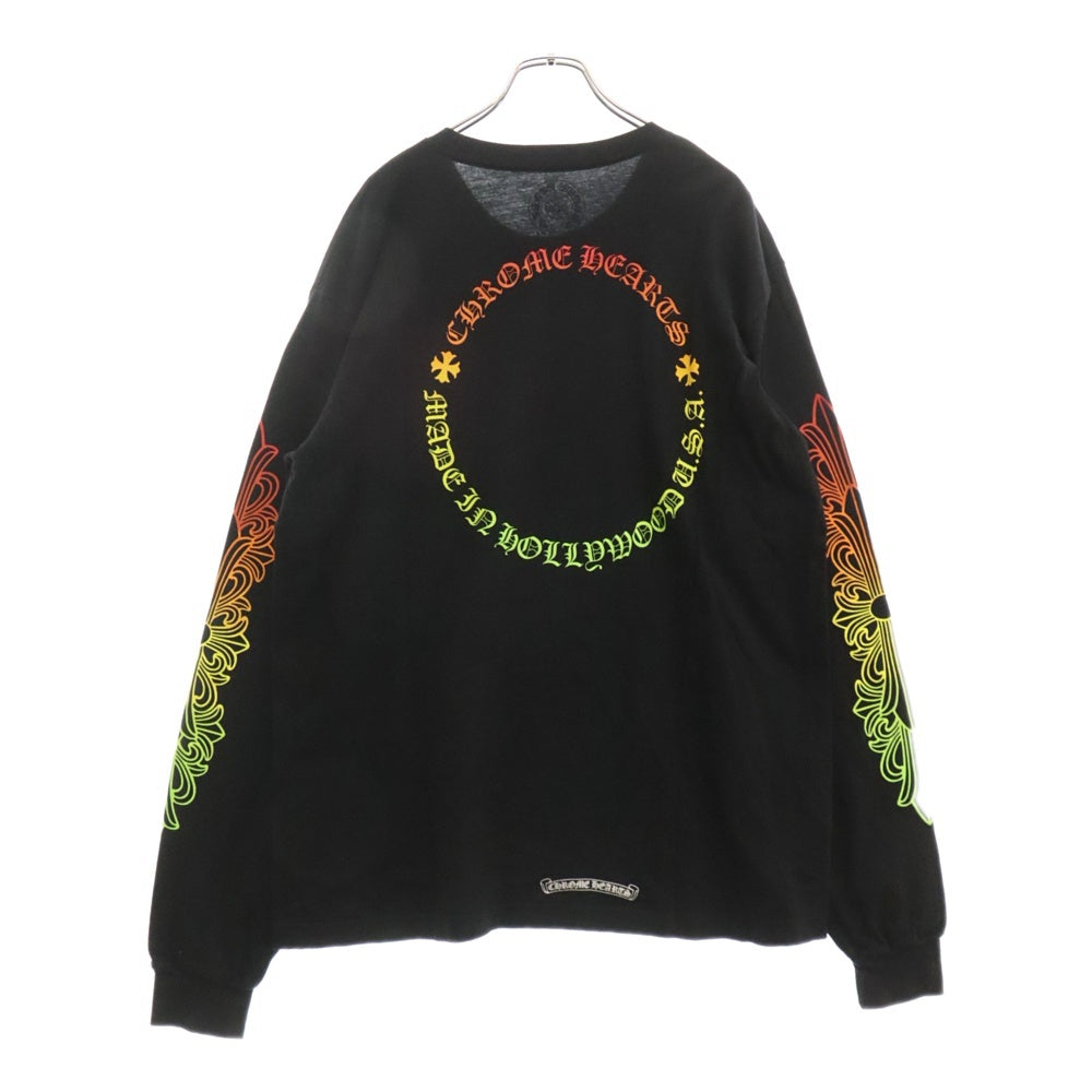 CHROME HEARTS(クロムハーツ) Back Grad Circle Logo L/S Tee バックグラデーション サークルロゴ ロングスリーブTシャツ 袖CHクロスプリント 長袖Tシャツ ブラック