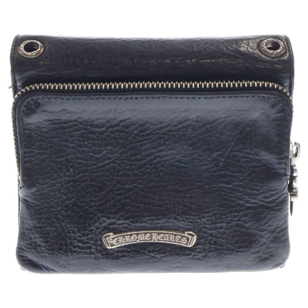 CHROME HEARTS(クロムハーツ) Big Spoon Wallet ビッグスプーンレザーウォレット 2つ折り財布 コンパクトウォレット ブラック
