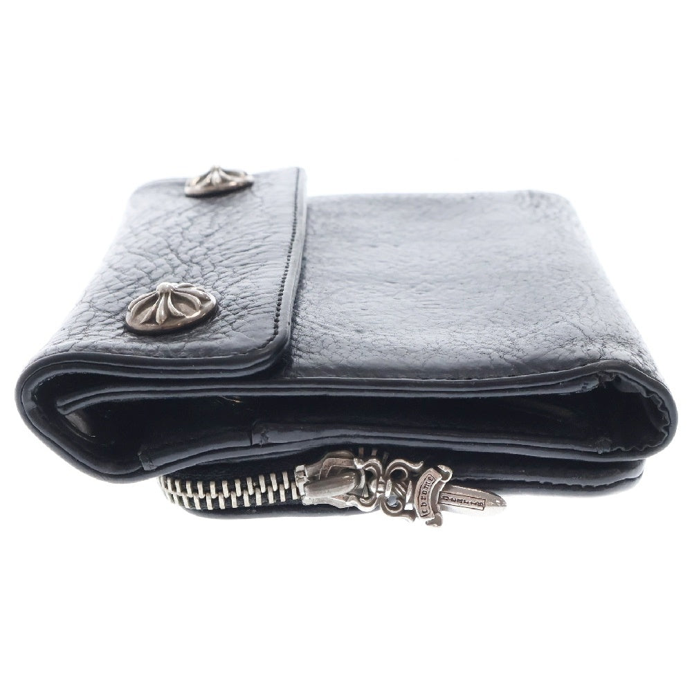CHROME HEARTS(クロムハーツ) Big Spoon Wallet ビッグスプーンレザーウォレット 2つ折り財布 コンパクトウォレット ブラック
