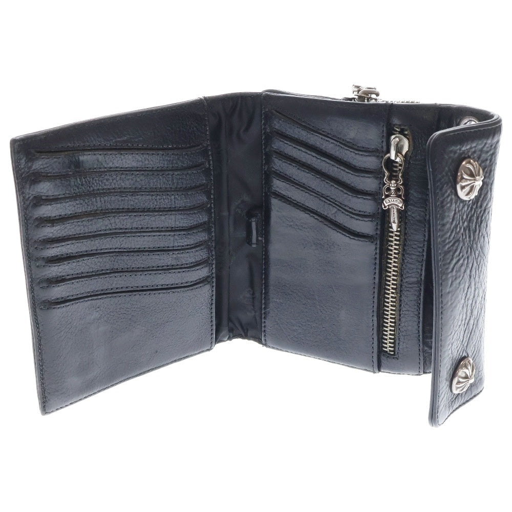 CHROME HEARTS(クロムハーツ) Big Spoon Wallet ビッグスプーンレザーウォレット 2つ折り財布 コンパクトウォレット ブラック