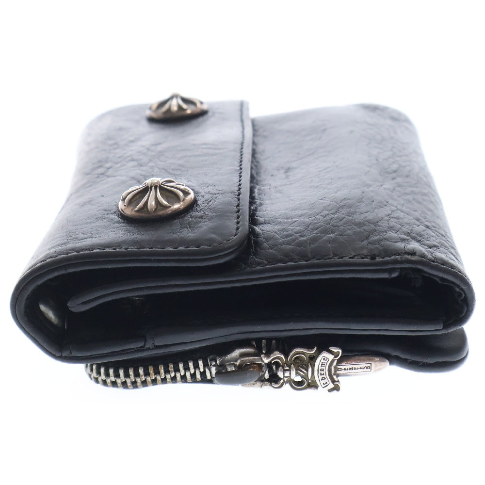 CHROME HEARTS(クロムハーツ) LIL SPOON リルスプーン クロスボタンレザー財布 ブラック/シルバー
