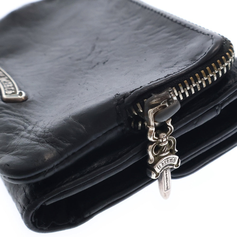 CHROME HEARTS(クロムハーツ) LIL SPOON リルスプーン クロスボタンレザー財布 ブラック/シルバー