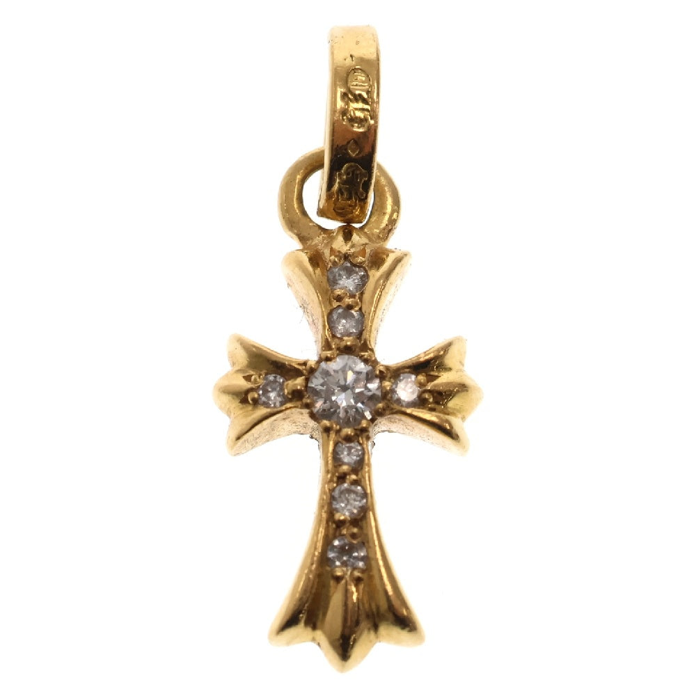 CHROME HEARTS(クロムハーツ) 22K CRS BBYFAT DMND ベイビーファットクロス 両面 アフターダイヤ チャーム ネックレストップ ゴールド