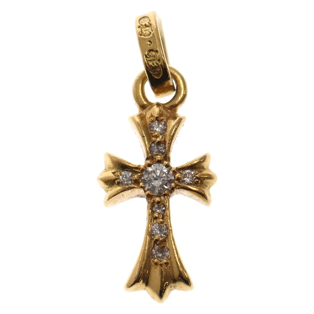 CHROME HEARTS(クロムハーツ) 22K CRS BBYFAT DMND ベイビーファットクロス 両面 アフターダイヤ チャーム ネックレストップ ゴールド