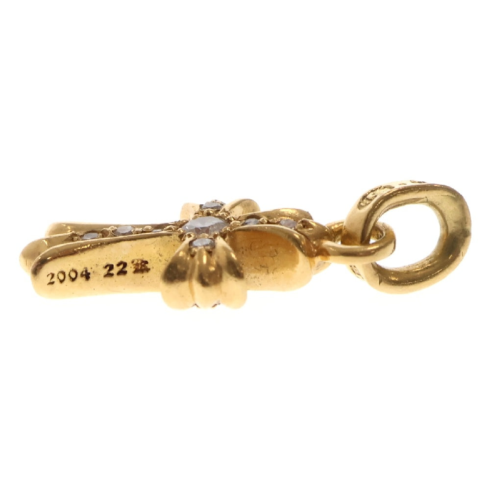 CHROME HEARTS(クロムハーツ) 22K CRS BBYFAT DMND ベイビーファットクロス 両面 アフターダイヤ チャーム ネックレストップ ゴールド