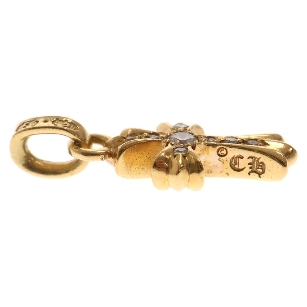 CHROME HEARTS(クロムハーツ) 22K CRS BBYFAT DMND ベイビーファットクロス 両面 アフターダイヤ チャーム ネックレストップ ゴールド