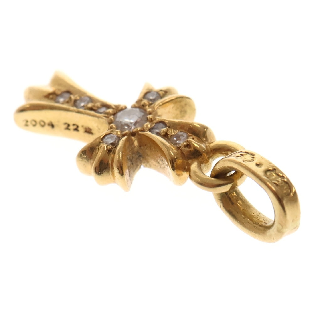 CHROME HEARTS(クロムハーツ) 22K CRS BBYFAT DMND ベイビーファットクロス 両面 アフターダイヤ チャーム ネックレストップ ゴールド
