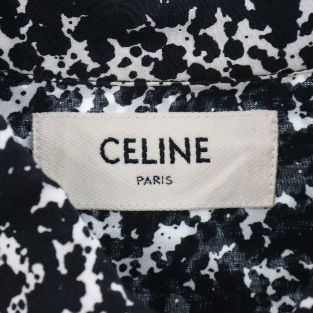 CELINE(セリーヌ) 19AW スプラッター マーブルプリントクラシック総柄長袖シャツ 2C028371F ブラック