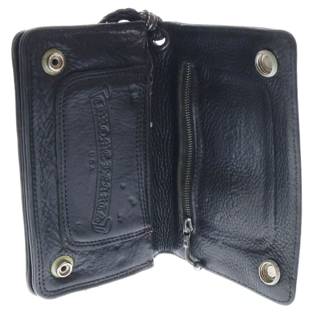 CHROME HEARTS(クロムハーツ) 2ZIP STRAP 2ジップストラップ ストラップ付クロスボールボタンレザーウォレット財布