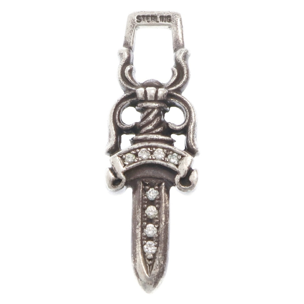 CHROME HEARTS(クロムハーツ) #10DAGGER A P D #10ダガーチャーム アフターPAVEダイヤ シルバーネックレストップ