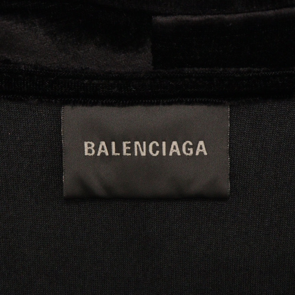 BALENCIAGA(バレンシアガ) 24AW VELVET HOODIE 720654 TK022 ベルベット プルオーバーパーカー レディース パーカー ブラック