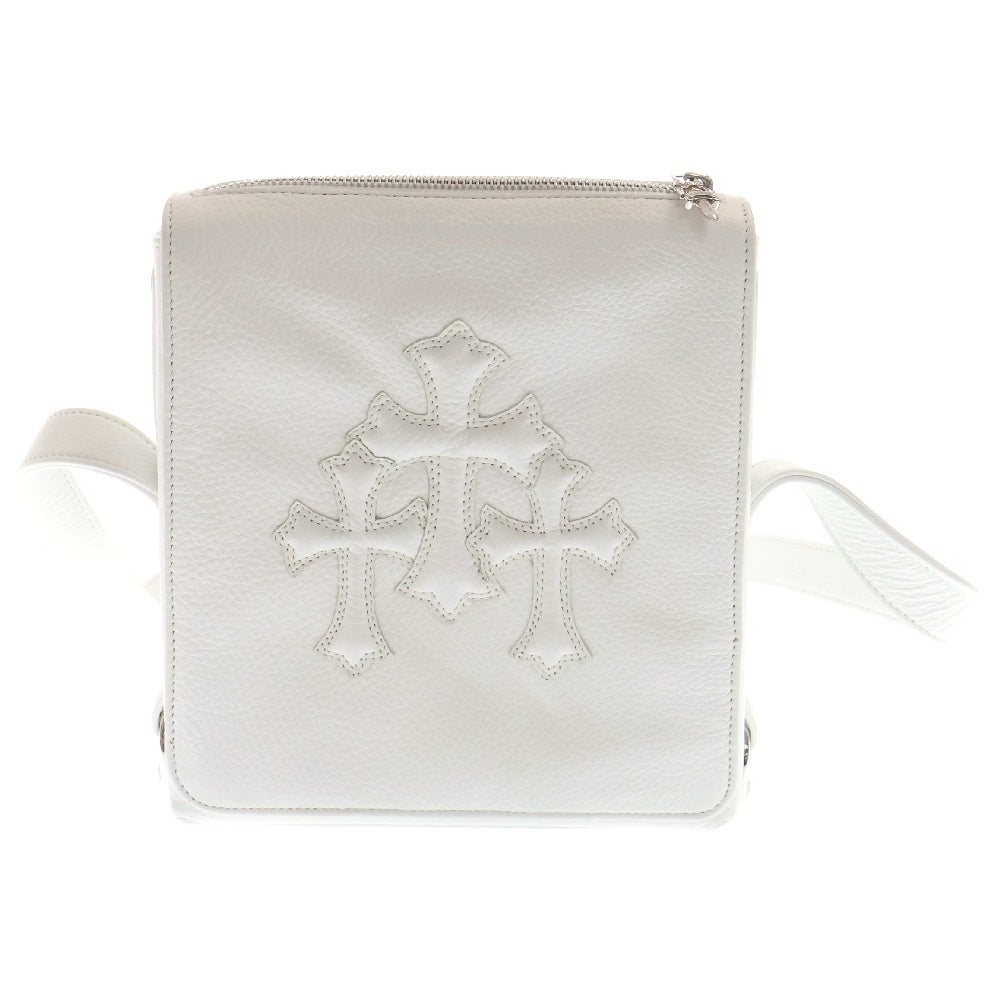 CHROME HEARTS(クロムハーツ) PLUG セメタリークロスパッチレザーショルダーバッグ ホワイト