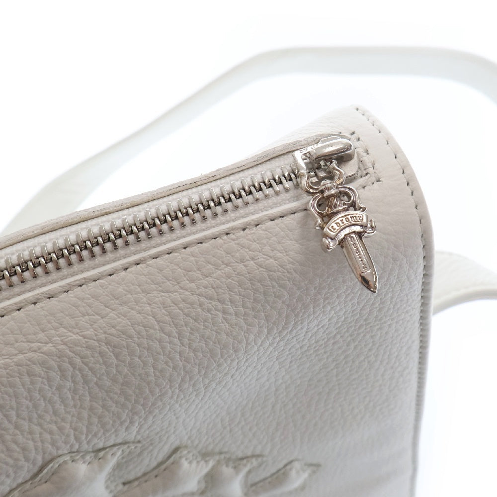 CHROME HEARTS(クロムハーツ) PLUG セメタリークロスパッチレザーショルダーバッグ ホワイト