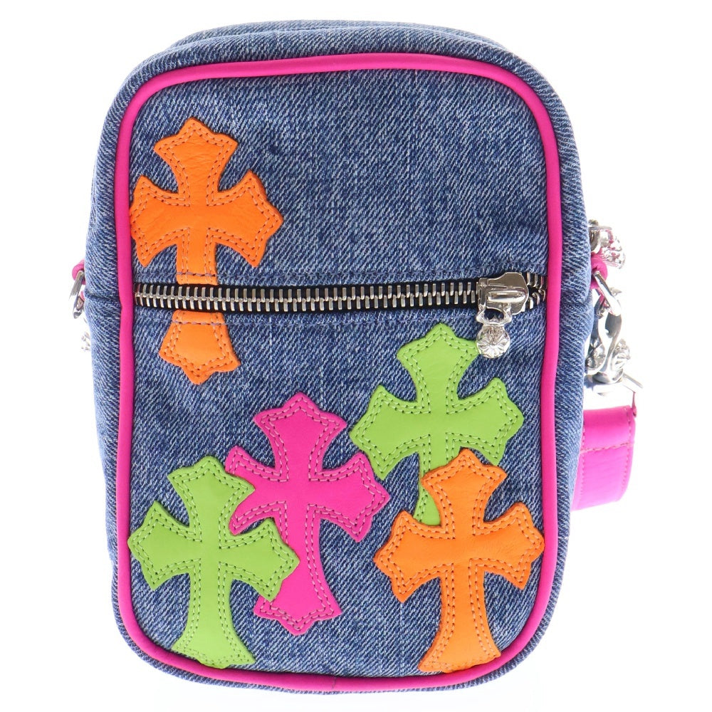 CHROME HEARTS(クロムハーツ) TAKA MINI FBRC タカミニ セメタリークロスマルチパッチデニムショルダーバッグ インディゴ/マルチ