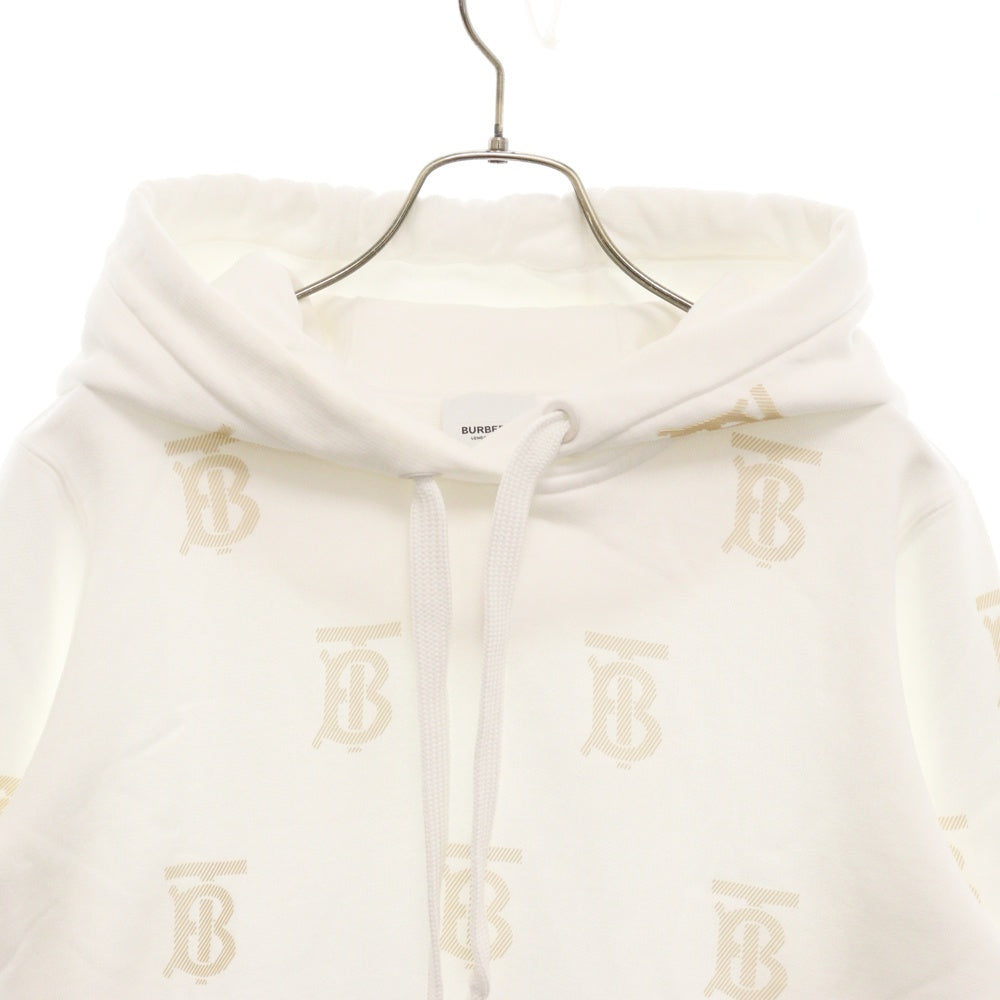 BURBERRY(バーバリー) ロゴ総柄 コットン プルオーバーパーカー 8052125 ホワイト