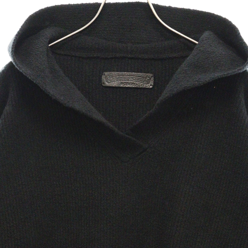 CHROME HEARTS(クロムハーツ) MED/LRG ハラコクロスパッチ コットン/ナイロンニット プルオーバーパーカー ブラック