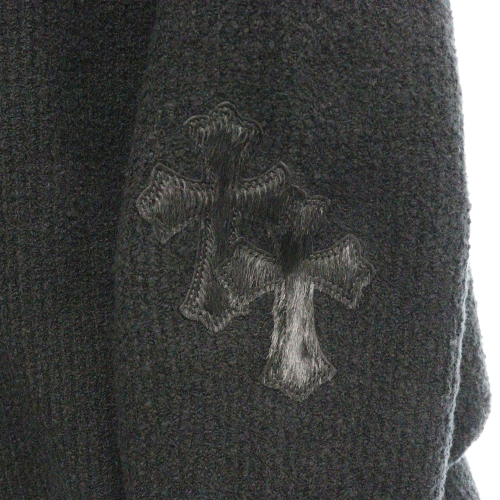 CHROME HEARTS(クロムハーツ) MED/LRG ハラコクロスパッチ コットン/ナイロンニット プルオーバーパーカー ブラック