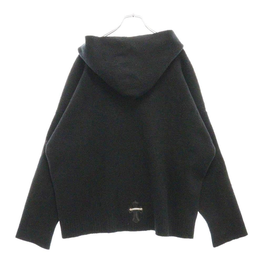CHROME HEARTS(クロムハーツ) MED/LRG ハラコクロスパッチ コットン/ナイロンニット プルオーバーパーカー ブラック