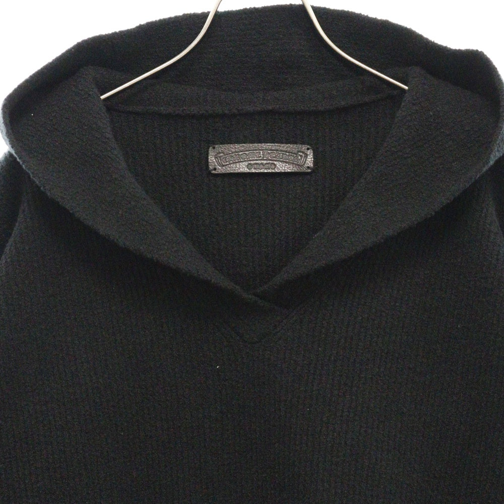 CHROME HEARTS(クロムハーツ) MED/LRG ハラコクロスパッチ コットン/ナイロンニット プルオーバーパーカー ブラック