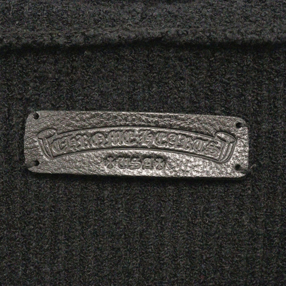 CHROME HEARTS(クロムハーツ) MED/LRG ハラコクロスパッチ コットン/ナイロンニット プルオーバーパーカー ブラック